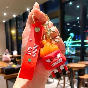 Red Inside Out Keychain with Character Charm